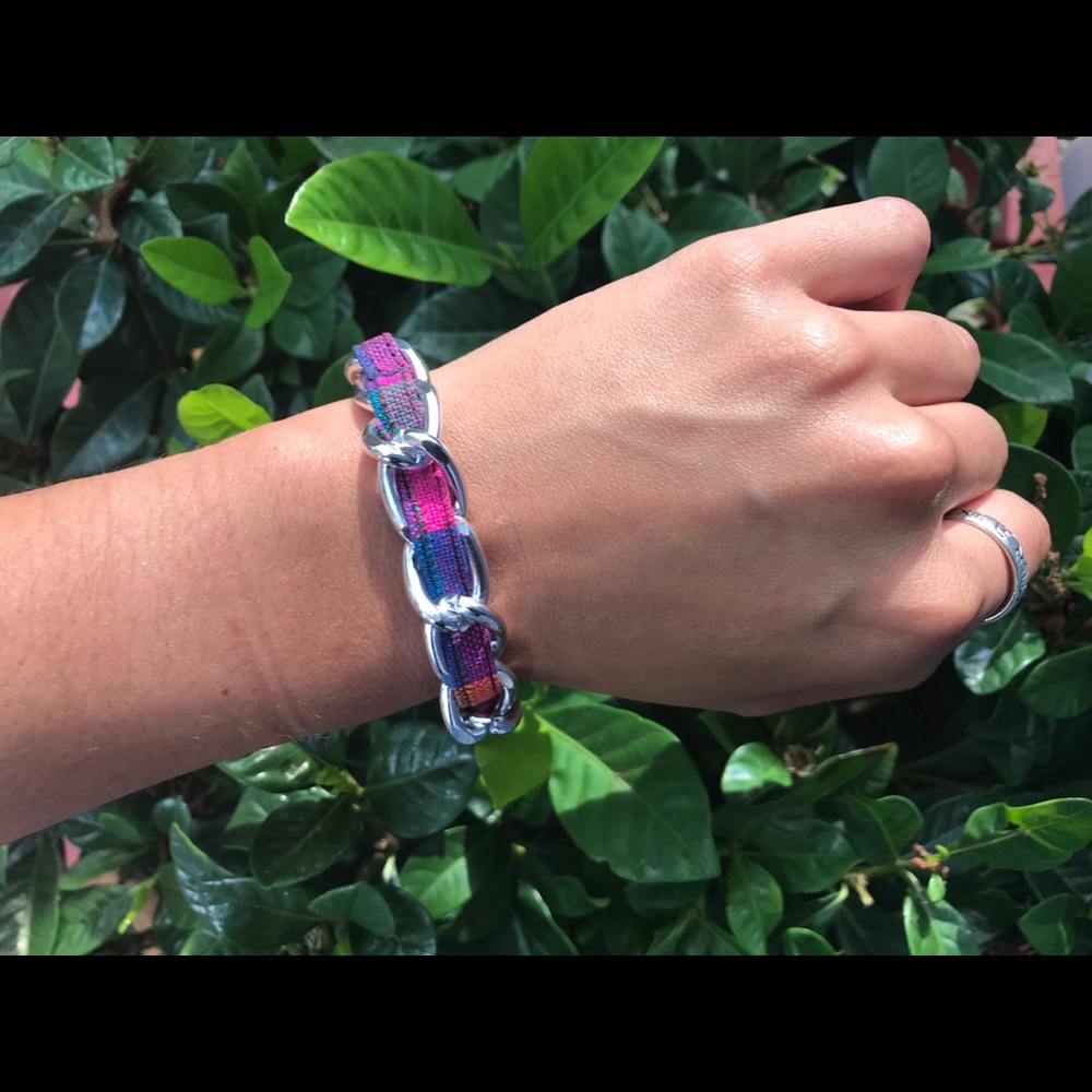 Aluminum and textile bracelet